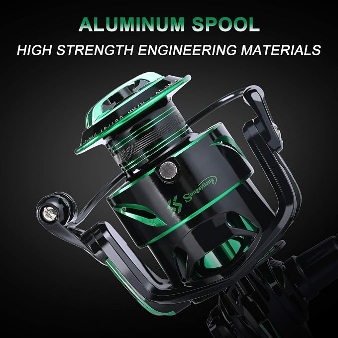 Sougayilang Fishing reels Light Weight Saltwater Spinning Reel - 39.5 LB Carbon Fiber Drag,12+1 BB Ultra Smooth All Aluminum Inshore Reel