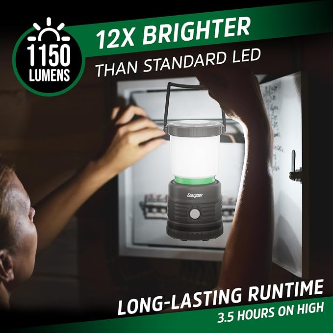 Energizer LED Camping Lantern X1000, Bright and Rugged Tent Light, Water-Resistant Rechargeable Lantern for Camping, Hiking, Fishing, Emergency, Portable Light (USB Cable Included)