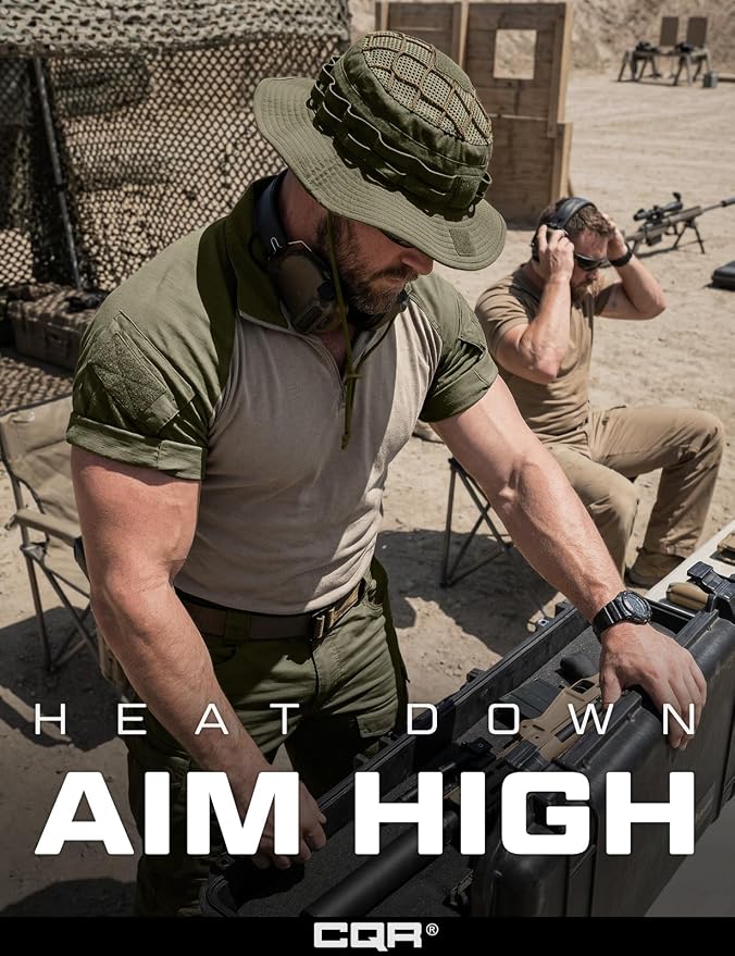 CQR Men's Tactical Boonie Hat, Breathable Packable Sun Hat for Hunting, Hiking, Fishing, Shooting, and Outdoor Activities