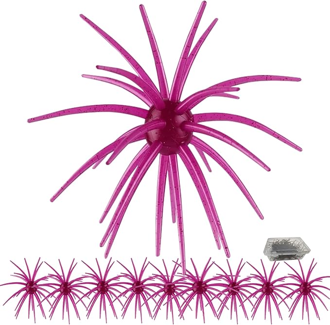 Creature Bait for Bass Fishing – Soft Plastic Fishing Lures, Fuzzy Dice & Sea Urchin Style Finesse Bait for Freshwater, Trout & Crappie with Tackle Box