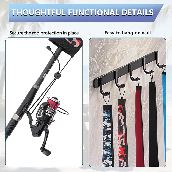2Pcs Neoprene Fishing Rod Sleeve for Casting, Trolling, Spinning Rods – Lightproof & Puncture Resistant Rod Cover