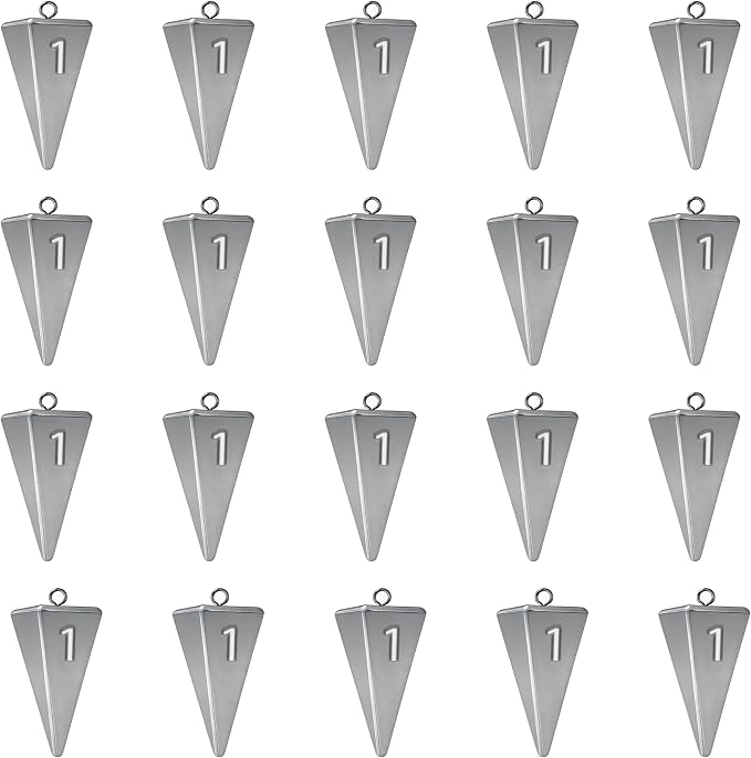 Pyramid Sinkers Fishing Weights, Saltwater Fishing Sinkers for Surf Fishing Gear Tackle - 1oz, 2oz, 3oz
