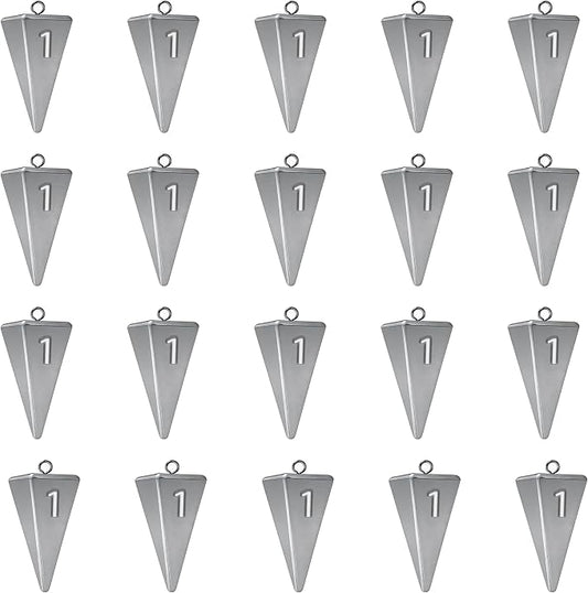 Pyramid Sinkers Fishing Weights, Saltwater Fishing Sinkers for Surf Fishing Gear Tackle - 1oz, 2oz, 3oz