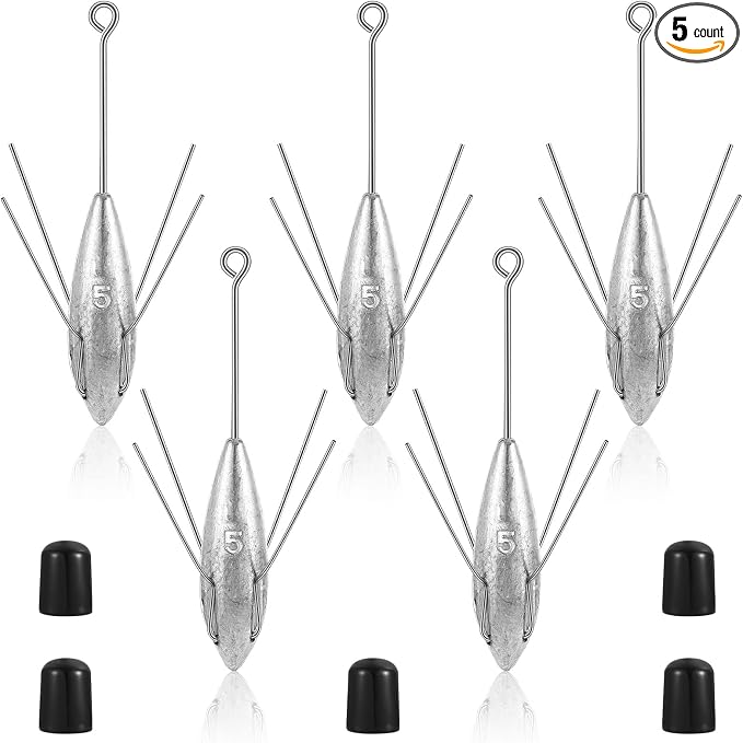 Sotiff 5 Pcs Sputnik Sinker Surf Fishing Weights Fishing Equipment Long Tail Surfing Surf Casting Sinkers Spider Weights for Catfish Near Sea Ocean Ship Breakwater Large River Beach Man Gift