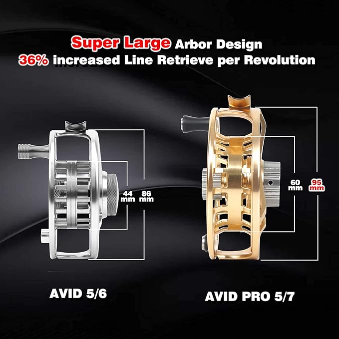 Maxcatch AVID PRO Fly Fishing Reel with CNC-machined Aluminum Body Super Large Arbor Design-3/5, 5/7, 7/9, 9/11 Weights