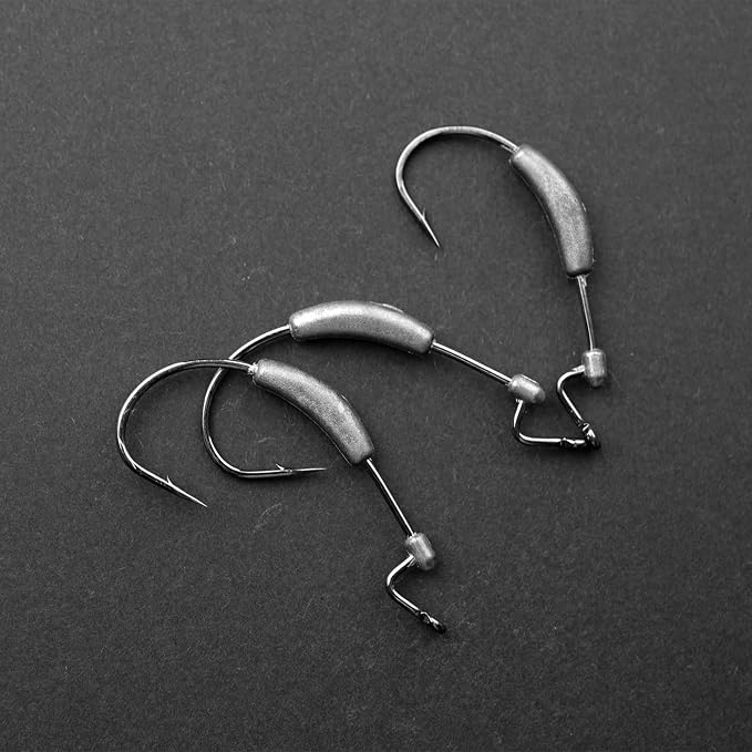 Weighted Swimbait Hooks with Molded Bait Keeper, Equipped with Weedless EWG Worm Fishing Hooks 2/0 3/0 4/0 5/0 1/16 1/8 3/16 1/4oz (15 PCs)