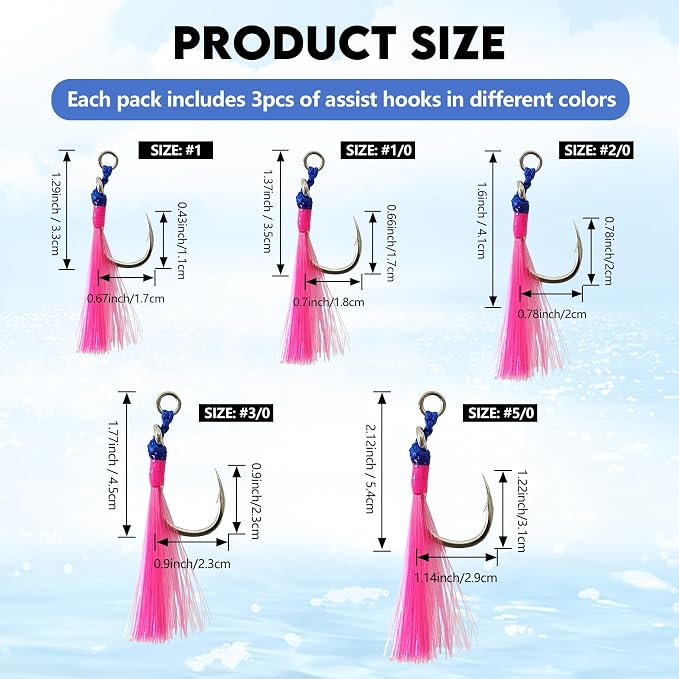 Eupheng Fishing Assist Hooks for Topwater Lures, Dancing Stinger Jigging Hooks Replacement Fishing Hooks for Freshwater & Saltwater