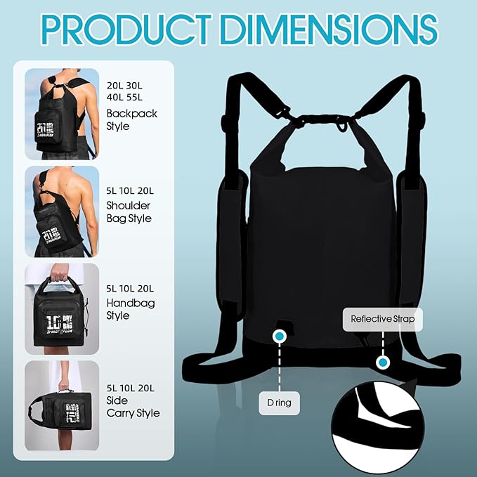 MORXPLOR Dry Bag Waterproof,5L/10L/20L/30L/40L/55L Roll Top Dry Bag Backpack with WaterProof Phone Case for Swim,Kayak
