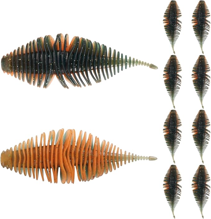4.15'' Soft Swimbait Fishing Soft Plastic Lures 8pcs/24pcs Double-Color Lure for Bass Fishing Worms for Largemouth Bass