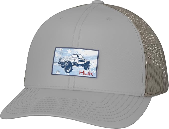 HUK Men's Mesh Trucker Snapback Hat | Anti-Glare Fishing Hat