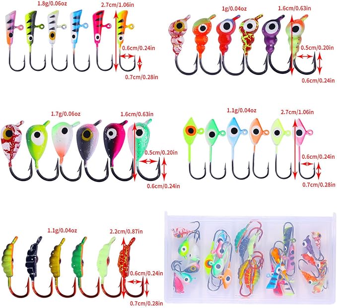Ice Fishing Jigs Kit Essential Ice Fishing Lures for Beginners to Hook Big Fish and Reel in The Fun!