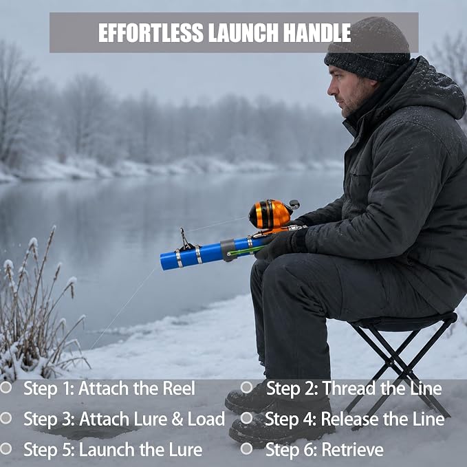 Fishing Catapult Rod, Portable Catapult Fishing Pole with Reel & Metal Lure, Complete Casting Kit with 2 Latex Tubes & Carry Bag for Saltwater and Freshwater Fishing Gear
