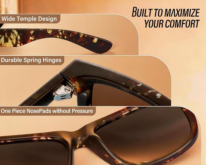 Polarized Sunglasses for Men & Women, Lightweight Driving Sunglasses for Fishing, Golf, Sports, UV400 Protection