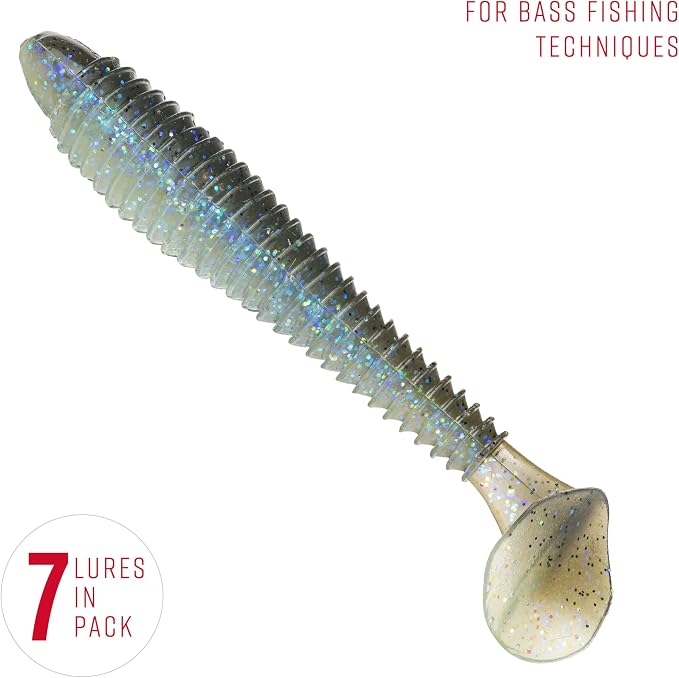 Strike King Rage Swimmer Fishing Lure, Soft Plastic Paddletail Minnow, Sleek Nose Cone, Softly Ribbed Body, Thin Tail