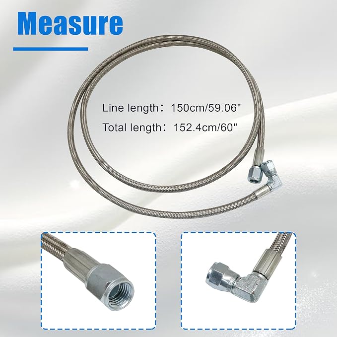 GXARTS 60" Billet Steel Braided Turbo Oil Feed Line Length 4AN 90 Degree Straight Hose Straight PTFE line straight Hose End Pressure Stainless Remote Turbocharger 551871