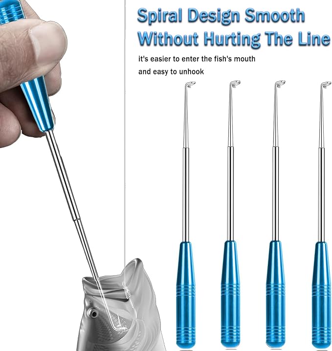 Fish Hook Remover Tool, Fishing Hook Quick Removal Descending Device, Fishing Gear Security Equipment Kits for Adult, Hook Extractor Accessories Detacher Tools with 4PCS Storage Tube