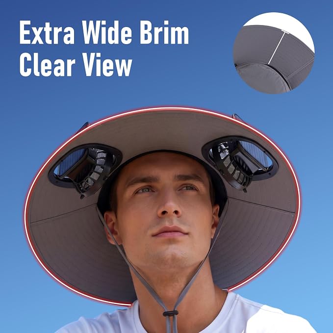 Solar Fan Hat with Steel Brim for Men Women UPF 50+ Garden Outdoor Fishing Beach Essential