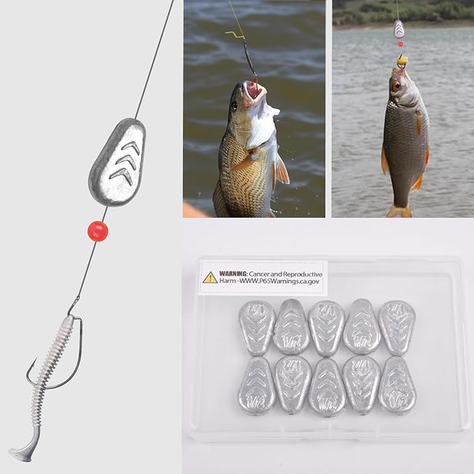 No Roll Sinker Fishing Weights No Snag Flat Inline Sinker Weights Slip Sinkers Weights for Surf Fishing Catfish Rigs Saltwater Freshwater