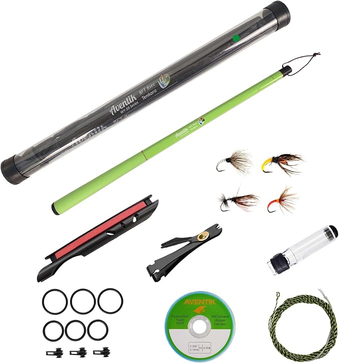 Aventik FreshStart Tenkara Rod in 7ft/8ft,Action 7:3 Complete Beginner Tenkara Rod Kit, 24T Carbon Fiber, Easy to Cast Flexible Durable Lightweight and Compact