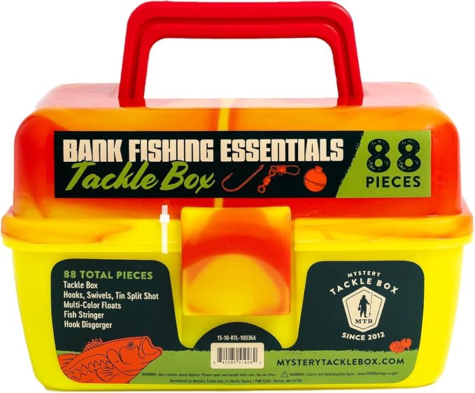 Catch Co Mystery Tackle Box Bank Fishing Essentials - 88 Pieces - Small Tackle Box