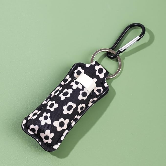 COOKOOKY Keychain Holder for Chapstick Lipstick Lip Gloss Cute Lip Balm Keychain Holder with Clip