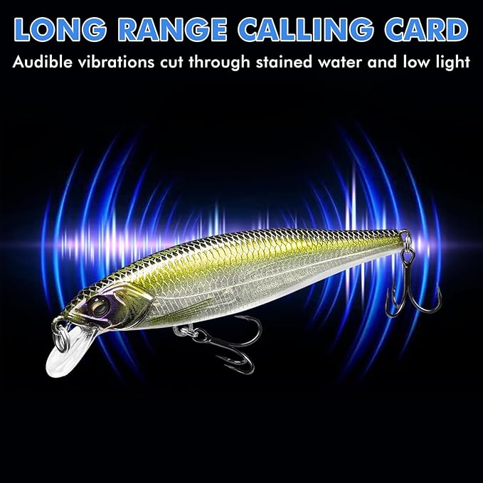 TRUSCEND Suspending Jerkbait, Rattle Minnow Lures with BKK Hooks, Freshwater Bass Trout Striper Walleye Pike Fishing Lures, Variety Pack for All Water Conditions, Premium Fishing Gear and Gifts
