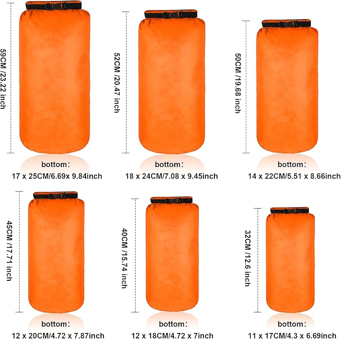 Shappy 6 Pcs Waterproof Dry Bag Set Ultralight Stuff Sack 20/15/10/8/5/3L Backpacking Bag with Long Adjustable Strap Outdoor Keep Gear Dry Sack for Camping Kayaking Boating Hiking Travel
