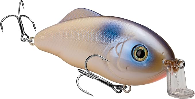 Strike King Hybrid Hunter Shallow Jr. Fishing Lure, Shallow Diving Crankbait, 90-Degree Bill, 3D Eyes, Loud Rattle, Dives 1 to 3-Feet,Size 4 & 6 Treble Hooks