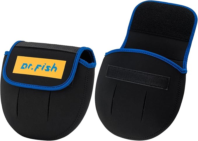 Dr.Fish Spinning Fishing Reel Cover, Fits 1000-6000+, Neoprene Protective Bag with Handle Slot, Spinning Reel Storage Case Pouch Accessories Mixed of 3