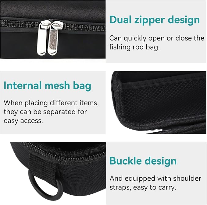 Travel Fishing Rod Case Hard Shell, Fishing Pole Carrying Case for Travel Fishing Rod Bag Carrier Case Fishing Pole Travel Case with Shoulder Strap for Fishing Tools