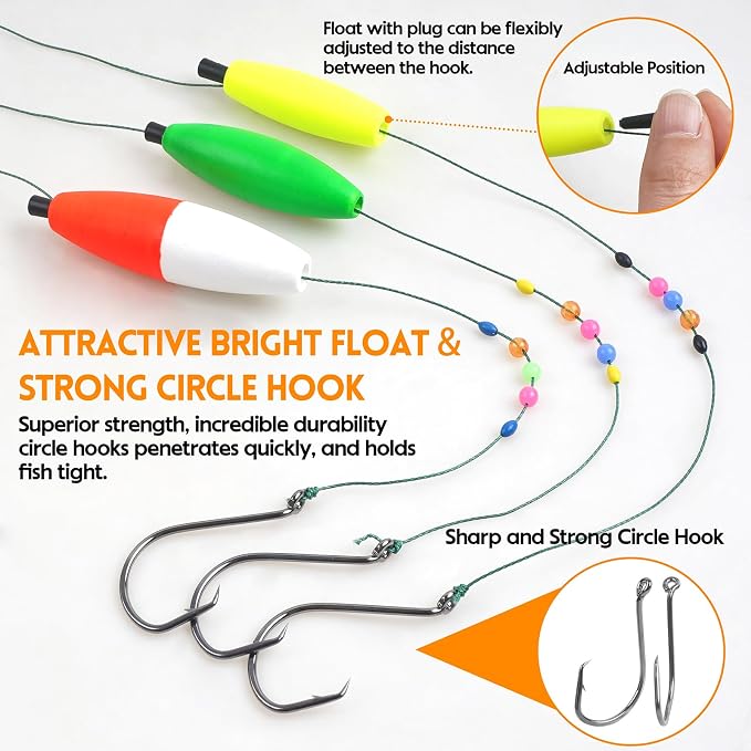 Catfish Rig Catfishing Tackle Making Kit Santee Cooper Rig with Catfish Floats Rattling Line Float Lures Peg Float Bobbers Catfish Hooks Swivels Catfish Sinker Weights Fishing Rattle Bells