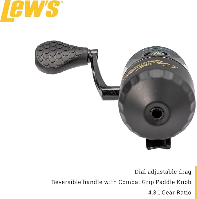 Lew's Wally Marshall Signature Series Spincast Fishing Reel, 2+1 Bearings, 4.3:1 Gear Ratio, All Metal Gears, Reversible Handle (Clam Packaging)