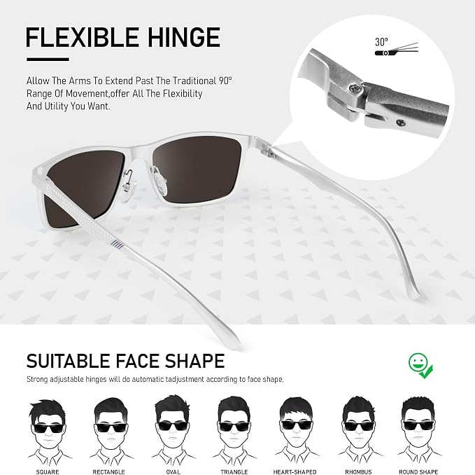 BIRCEN Polarized Mens Sunglasses for Driving: UV Protection Al-Mg Metal Sunglasses Lightweight Shades for Fishing Travel Golf