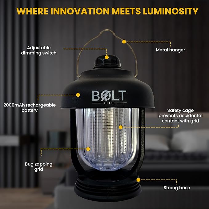 Camping Lantern + Bug Zapper Mosquito and Fly Killer Rechargeable Portable Light Pest Repellent