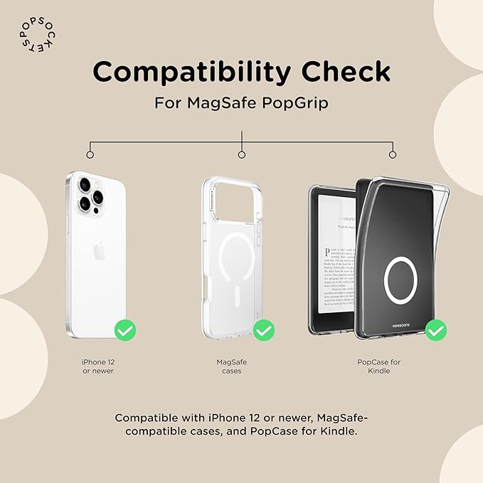 PopSockets Phone Grip for MagSafe, Magnetic Holder, Phone Stand, Black - BonBon Black