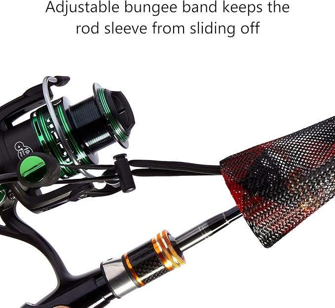 BASSDASH Casting Spinning Fishing Rod Sleeves Protective Rod Socks for Fishing Poles Up to 7-1/2ft