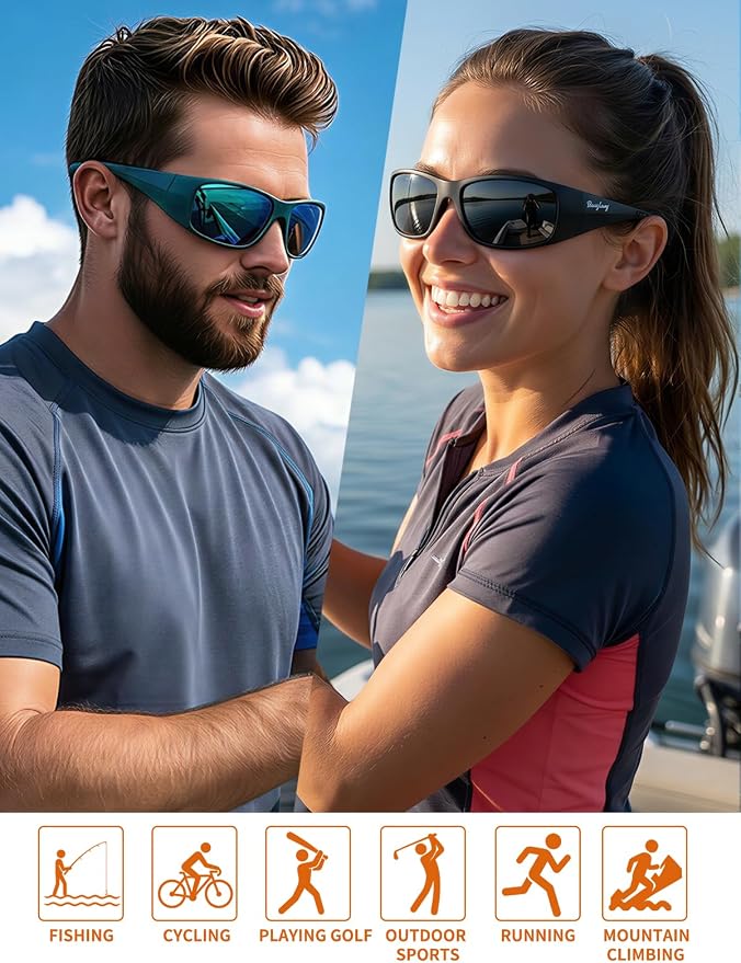 BangLong Polarized Sunglasses for Men Women, UV Protection Fishing SunGlasses for Fishing Running Cycling Golf TR90