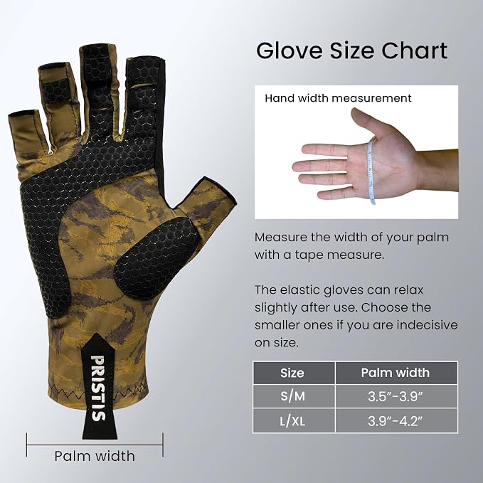 Pristis Half-Finger Fishing Gloves, UPF 50+ Breathable Quick Drying Fingerless Sun Gloves for Women Men, Fly Fishing Hunting Paddling Sailing Kayaking Hiking Canoeing Cycling