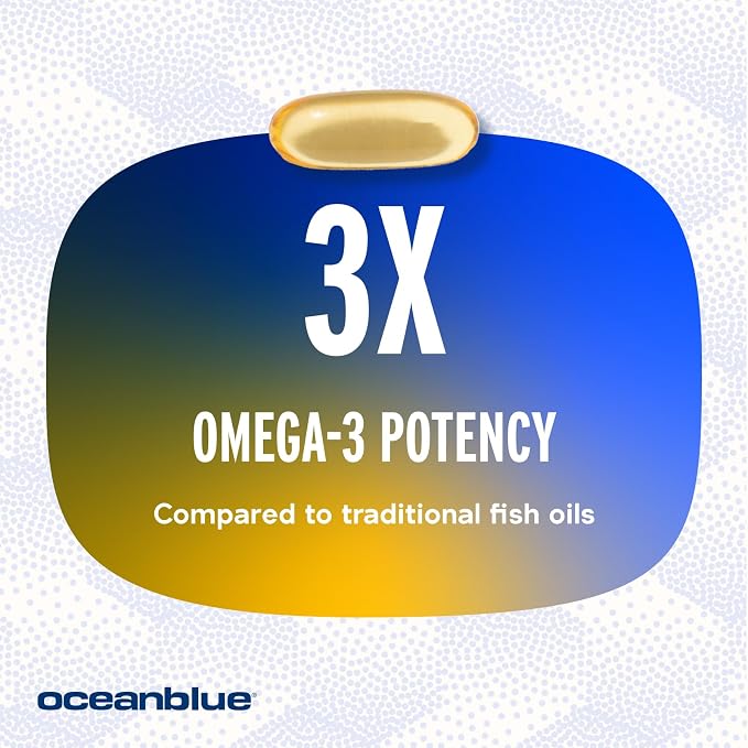 Oceanblue Professional Omega-3 2100 – Triple Strength DPA EPA DHA Omega 3 Supplement – High Potency Burpless Wild Caught Fish Oil – Orange Flavor, 120 Softgels (60 Servings)