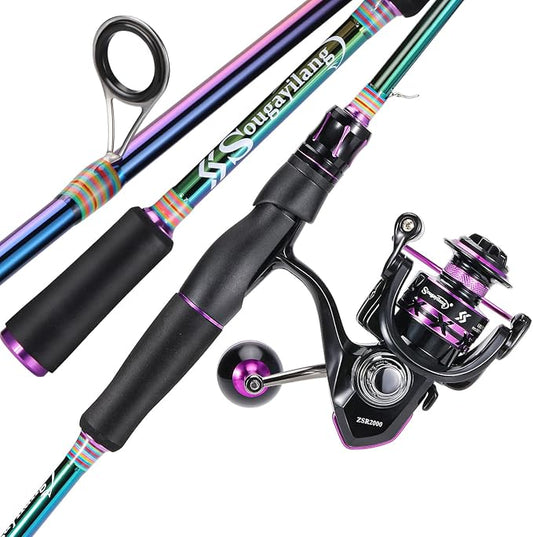 Sougayilang Fishing Rod and Reel Combo, Medium Fishing Pole with Baitcasting Reel Combo, 2-Piece Fishing Combo