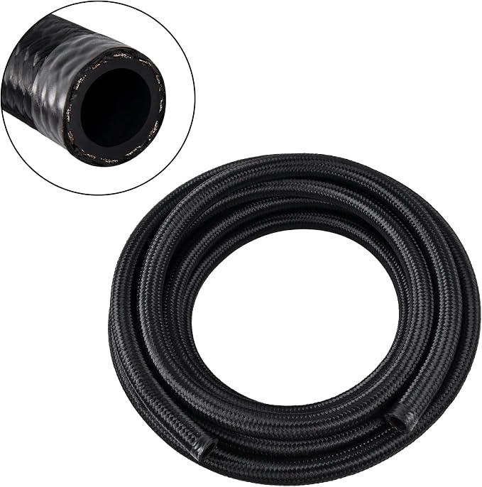 EVIL ENERGY 16AN Fuel Line, AN16 Braided Fuel Hose Nylon CPE 5FT Black