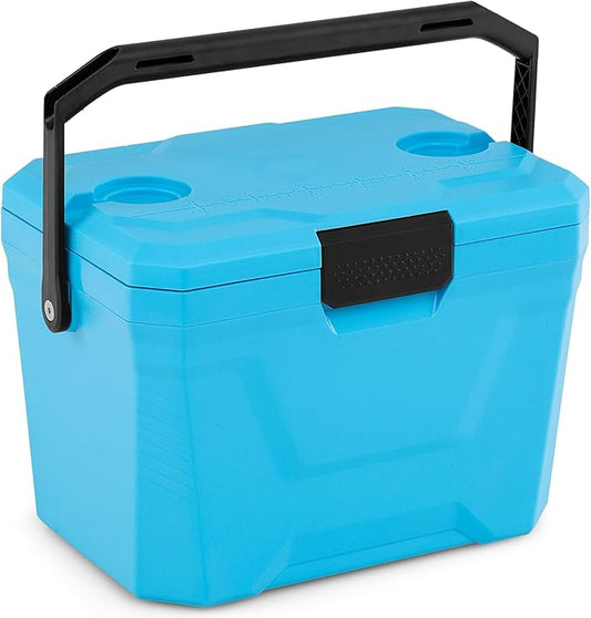 COSTWAY Insulated Portable Cooler, Hard Shell Ice Chest w/ 2 Cup Holders, Bottle Opener, Drain Plug, 3-Day Ice Retention, Outdoor Leak-Proof Dry Box for Beach, Camping, Fishing, Picnic