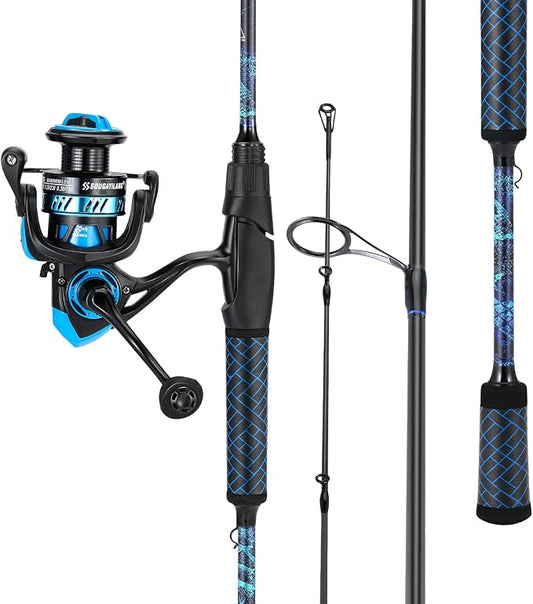 Sougayilang Spinning Combo – 5.2:1 Gear Ratio, 11+1 Bearings, IM7 Graphite 2-Piece Rod, 6'/7' M Power, Stainless Steel Guides for Bass, Walleye, Trout
