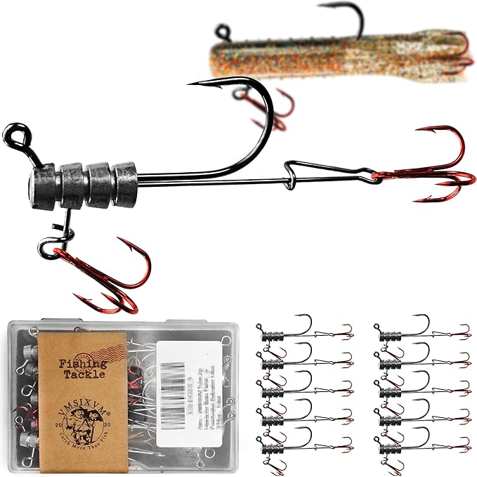 30/20/10 Pcs Tube Jig Heads for Bass Fishing, Tube Bait Worm Hooks rigs for Freshwater Saltwater, 5/16oz, 1/4oz, 3/16oz, 1/8oz