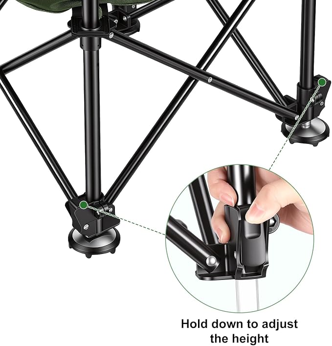 Folding Fishing Chair with Complete Accessories, Portable Camping Chair for Outdoor Fishing, 220LBS Load-Bearing, Non-Slip All-Terrain Design with Storage Bags, Carbon Steel Fishing Chair