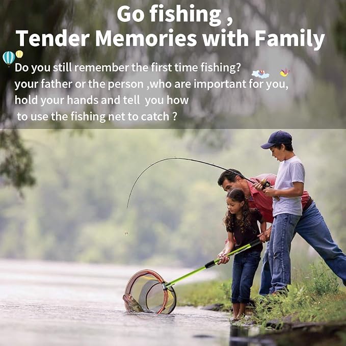 SAN LIKE Fishing Net Fish Landing Net Collapsible Fish Net with Anti-Slip Telescoping Rubber Pole Handle for Kids Adults in Saltwater Freshwater Multi-Size Extending to 37/42/43/51/69/71/89/98inch