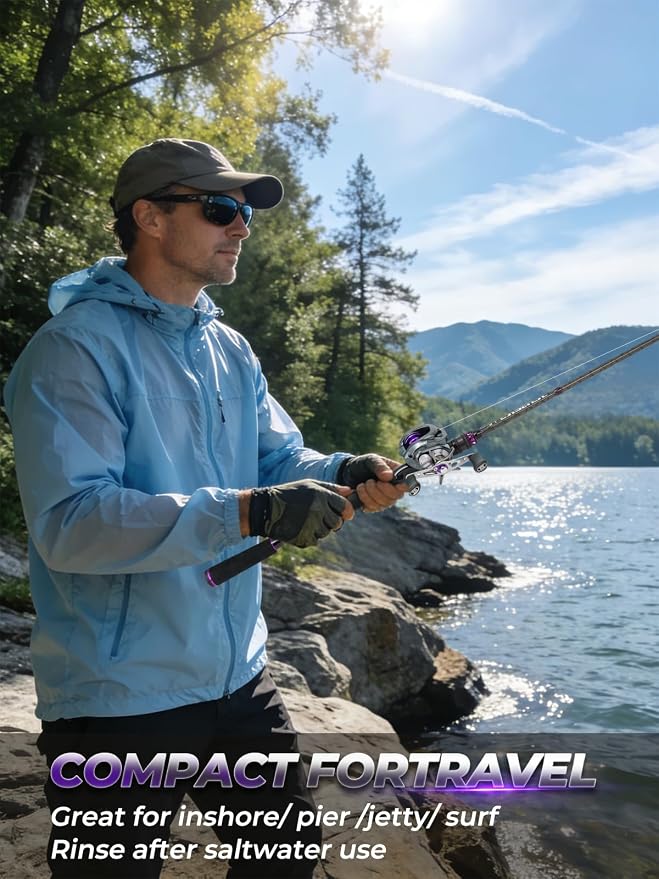 Jenseits Carbon Fiber Fishing Rod Series (6-12 Ft), Spinning & Casting Rods with Stainless Steel Ceramic Guides, Fast Action Fishing Pole for Bass, Trout, Walleye & Surf Fishing