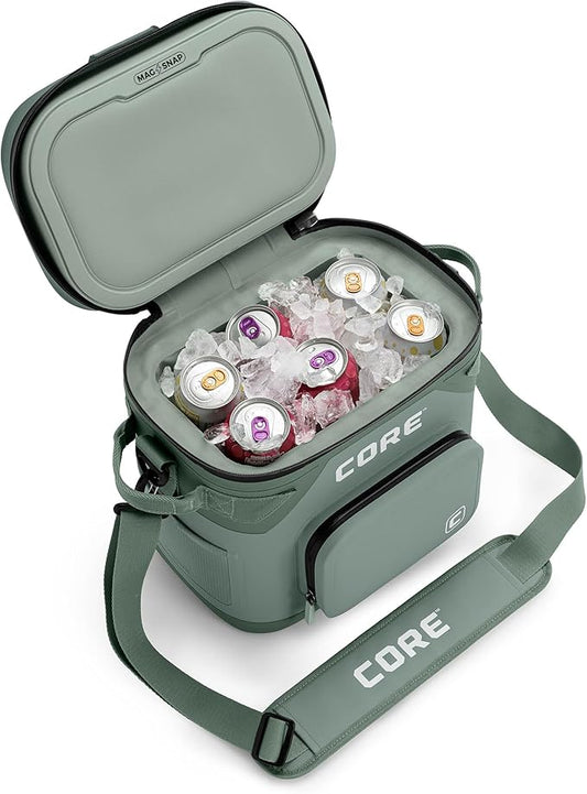 CORE Magnetic Leak Proof Soft Cooler with Waterproof Zipper | Insulated Bag Portable Ice Chest Box | Best Soft Cooler for Food & Beverages for Tailgating, Car Camping, Travel, and Family Beach Picnics