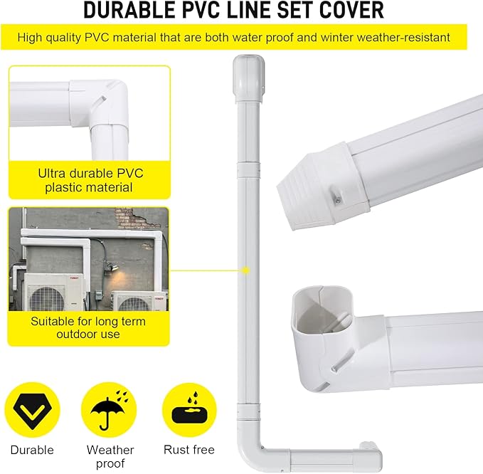 DWALE 4" 17Ft PVC Decorative Line Set Cover Kit, Mini Split line Set Cover,for Ductless Mini Split Air Conditioner and Central AC and Heat Pumps