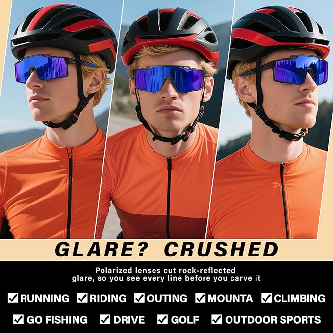 Polarized Sport Sunglasses Men Cycling Driving Fishing UV Protection Sun Glasses Lightweight Big Frame Mountain Bike Goggles